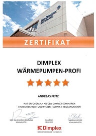 Seminarteilnahme Dimplex Wärmepumpen-Profi, Andreas Fritz