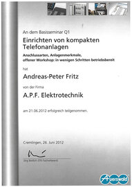 Basisseminar Q1 - Einrichten von kompakten Telefonanlagen, Andreas Fritz