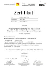 Personenzertifizierung der Kategorie II (Tätigkeiten an Kälte- und Klimaanlagen sowie Wärmepumpen), Andreas Fritz
