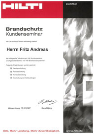 Hilti Kundenseminar "Fachgerechter Einbau von Hilti Brandschutzsystemen", Andreas Fritz
