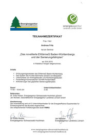 Seminar "Das novellierte EWärmeG Baden-Württembergs und der Sanierungsfahrplan", Andreas Fritz